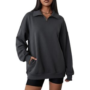 Sudadera Holgada de Manga Larga para Mujer, Mezcla de Poliéster/Algodón, Lisa, Cálida, Informal, Nueva Moda de Invierno - Product Image 1