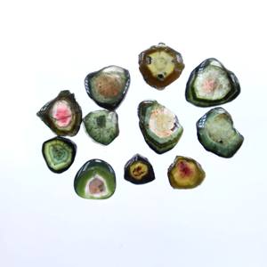 Lote de 11 piezas de sandía Bio Tourmaline Slice Natural Tourmaline Slice Shape Gemstone Precio al por mayor - Product Image 3