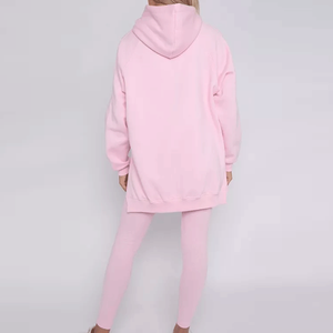 Hot Selling Women Winter Solid Eco-Friendly 100% Cotton Oversized Pullover Hoodie & Leggings Set Tracksuit - Product Image 2
