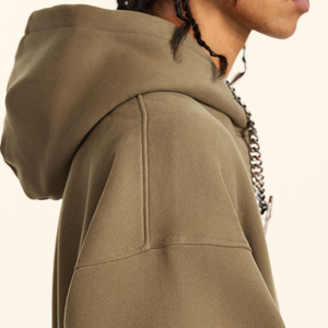 2025เสื้อฮู้ดผ้าฟลีซปักลายใส่ได้ทั้งชายและหญิงเสื้อมีฮู้ดโอเวอร์ไซส์ผ้าฝ้ายบุ100% สีพื้นสำหรับฤดูหนาว - Product Image 4