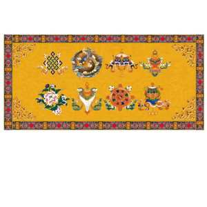 Productos personalizados 3D Golden Auspicious Eight Treasures Wallpaper Buda Hall Estatua de Buda Tangka Budismo Mural tibetano 3 <span class=keywords><strong>D</strong></span> - Product Image 5