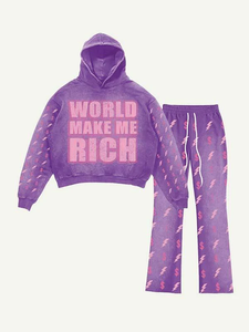 Ensemble de survêtement deux pièces personnalisé pour homme, en coton épais 100 %, avec sweat à capuche et pantalon de jogging à ourlet brut - Product Image 3