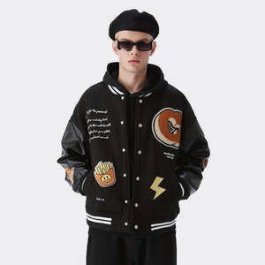 Moda verde Puffer Mens Patchwork chaqueta bordada béisbol Letterman Varsity Bomber chaquetas - Product Image 3