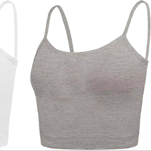 Camiseta sin Mangas de Punto Acanalado para Mujer, Top Corto Elástico, Secado Rápido, Informal, Ligero para Uso Diario - Product Image 1