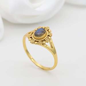 Anillo de Latón chapado en oro a la moda al por mayor, piedra preciosa labradorita, joyería de diseñador de flores a la moda, compromiso de aniversario para mujer - Product Image 4