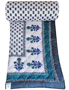 Couette légère avec une belle couleur et un design imprimé à la main Jaipur Quilt Cotton Rajai - Product Image 3