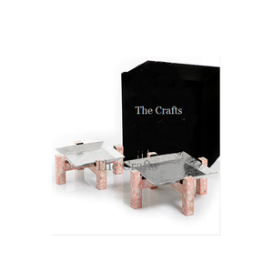 Soporte para servir pasteles de diseño clásico en acero inoxidable y madera con soporte para pasteles de trabajo de nácar - Product Image 3