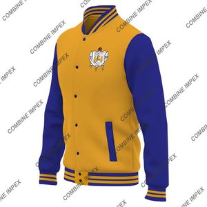 Sigma Gamma Rho แจ็คเก็ตผ้าขนสัตว์ทีมตัวแทนทีมเบสบอลมีกระเป๋าหนังสำหรับผู้ชายแจ็คเก็ตบอมเบอร์ - Product Image 5
