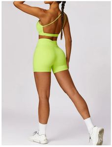 Pantalones cortos deportivos para mujer, pantalones cortos de Yoga de cintura alta, transpirables, suaves, ajustados para Fitness, mallas de Yoga para mujer, pantalones cortos de gimnasio atléticos para ciclismo - Product Image 4