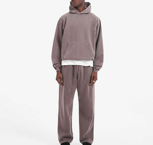 Chándal de felpa francesa con logotipo personalizado, conjunto de Sudadera con capucha para hombre, chándales de algodón de lana gruesa de peso pesado en blanco para unisex - Product Image 4