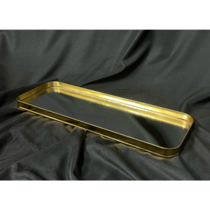 Juegos de bandejas de espejo de lujo simples para decoración del hogar para servir de almacenamiento de exhibición-Bandejas de metal/vidrio chapadas en oro Formas personalizables - Product Image 3