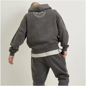 เสื้อฮู้ดสวมหัวโอเวอร์ไซส์สำหรับผู้ชาย, เสื้อฮู้ดสวมหัวขนาดใหญ่ดีไซน์ไหล่ตกน้ำหนักสูงสำหรับเทคนิคการพิมพ์พัฟ - Product Image 4