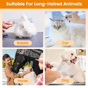 Peine para Perros de Acero Inoxidable, Peine Redondo para Gatos con 2 Anchos de Dientes, Peines Metálicos para Eliminar Nudos y Enredos, Aseo - Product Image 6