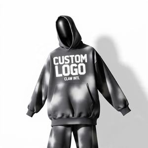 Pantalon de survêtement évasé personnalisé de haute qualité 450gsm en polaire baggy 100% coton et ensemble de survêtement à capuche zippé pour hommes - Product Image 3