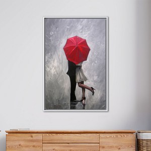 Impression sur toile de couple romantique moderne, décoration murale élégante pour salon, encadrée en blanc - Product Image 1