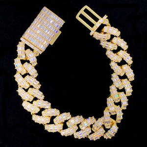 New Arrival Miami Cuban Link Hiphop <b>Bracelet</b> VVS <b>Baguette</b> Moissanite Diamond Stubbed 925 Sterling Silver - Product Image 1