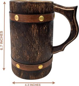 Jarra de cerveza de madera grande antigua Madera de mango de alta calidad Diseño de borde medieval Decoración de mesa y accesorios S HANDICRAFTS Company - Product Image 2