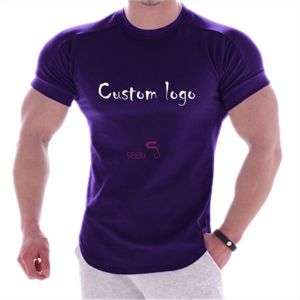 Camiseta informal de manga corta para hombre, ropa ajustada de Color sólido para hacer ejercicio, Top para correr, nueva moda - Product Image 3