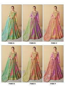 ชุด anarkali มัสลินหนักและ dupatta ลายปัก3มม. ชุดชาวอินเดีย - Product Image 6