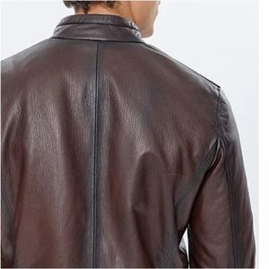 Vestes en cuir pour hommes Veste en cuir de style populaire d'automne pour hommes Vente en gros de vestes en cuir à fermeture éclair pour hommes - Product Image 6