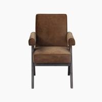 Chaise de salle à manger de luxe moderne avec structure en teck massif et revêtement en velours couleur marron foncé - Empilable pour usage intérieur dans les hôtels et parcs