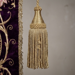 Hand Embroidered Pieta Church Processional <b>Banner</b> Gold Metallic Thread Zardozi Work Velvet Ceremonial Flag - Product Image 2