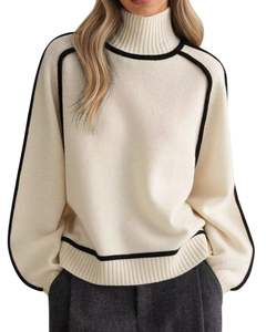 Manufacturer Customized Turtleneck Knit Sweater For <b>Women</b> Winter <b>Warm</b> Soft Pullover Long Sleeve Casual Loose Fit Fashion Top - Product Image 1
