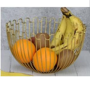 Panier à fruits doré de qualité standard pour la décoration de table, personnalisable en taille, pour hôtel, restaurant, mariage - Product Image 1