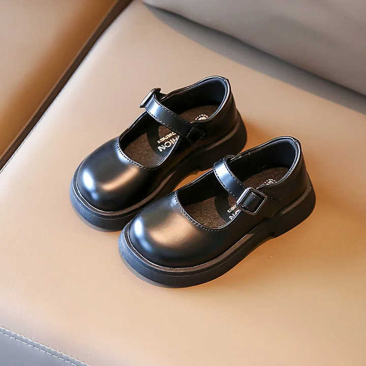 Spring Autumn New Korean Style Girls Leather School Girl White Shoes Fashion Princess Baby Soft Sole Mary Jane Kids Loafers
