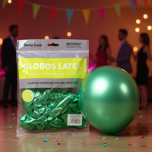 Palloncini in Lattice Party Love 12cm Verde Metallizzato 50pz Sacchetto Decorazioni per Feste - Product Image 3
