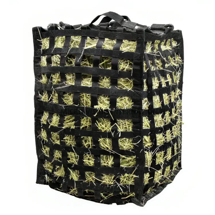 प्रीमियम गुणवत्ता वाला कैनवास नायलॉन हॉर्स फोर साइडेड स्लो फीड हॉर्स हे बैग, समान 2 इंच चौकोर ओपनिंग के साथ, हॉर्स टैक हे बैग