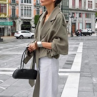 Nouvelle veste pour femme, ample, automne, ceinture à la taille, coupe oversize, col à revers, élégante, décontractée, vêtement d'extérieur tendance pour le bureau et la rue