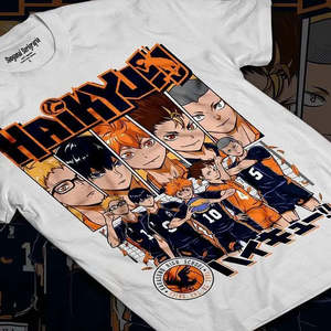 เสื้อยืดคาราสึโนะ ไฮคิว ผ้าฝ้าย 100% ระบายอากาศได้ดีและเป็นมิตรต่อสิ่งแวดล้อม พร้อมโลโก้ปักลาย ดีไซน์แบบเสื้อเจอร์ซีย์ทรงพอดีตัว - Product Image 1