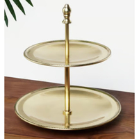 Support à gâteau de luxe à 2 niveaux en métal doré, écologique et personnalisable, plateau de présentation moderne pour desserts, porte-cupcakes pour mariage