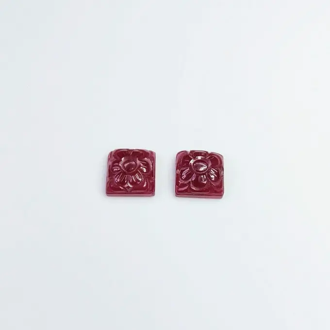 Vendita calda di pietre preziose di rubino rosa rossastro intaglio paio di cuscino tagliato 17.5x13.5mm 36.44 carati per fare gioielli dall'India