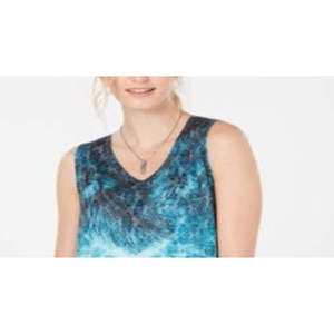 Top Corto Casual da Donna Style & Co con Scollo a V e Stampa, Traspirante e Senza Cuciture, Blu Multicolore - Taglia Unica con Logo Personalizzato - Product Image 2