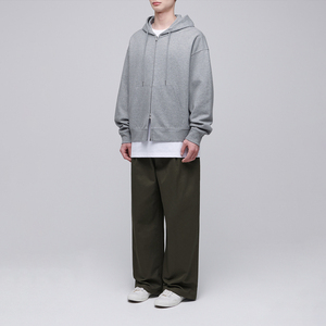 Sudadera con Capucha Personalizada de Algodón 100% Grueso, Cierre de Cremallera, Corte Regular, Color Gris Sólido y Transpirable para Hombre, Ideal para Invierno - Product Image 4