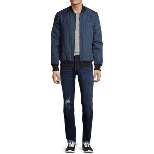 Blouson aviateur classique en toile pour homme avec col montant, poignets côtelés, fermeture éclair sur le devant - Vêtement de rue décontracté respirant - Product Image 4