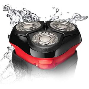 Rasoir Électrique Rotatif Noir et Rouge à Piles, 50 min - 2 h d'Autonomie, Double Lame Lavable pour le Visage, Fonctionnalités de Remplacement - Product Image 3