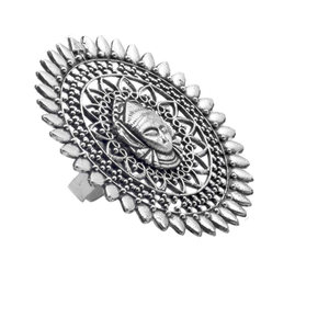 Oxidised Durga <b>Ring</b> Fashionable <b>Adjustable</b> Alloy Jewelry with Rose 18K Gold Plating Trendy Inlay Style Free <b>Size</b> for Gift - Product Image 1