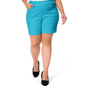 Shorts de travail décontractés pour femmes grandes tailles Jenna Rose avec ourlet tulipe et poches – Confortables et prêts pour le bureau au printemps, en été et en automne - Product Image 3