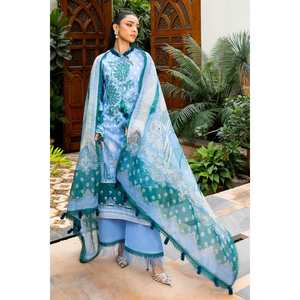 Traje de 3 Piezas sin Coser, Estilo Casual de Verano, Bordado e Impreso, con Dupatta de Algodón de Papel SP-52015 - Product Image 2