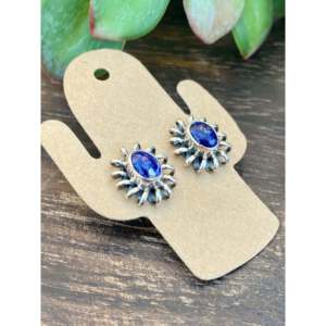 Navajo Handmade Lapis & Sterling Silver <b>Post</b> <b>Earrings</b> Cultural Collectible Jewelry - Product Image 2