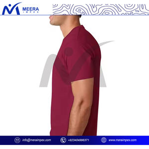 T-shirt personnalisé en coton pour hommes, coupe ajustée, manches courtes, col ras du cou, t-shirt d'été décontracté, respirant, tissu doux, couleur unie - Product Image 3