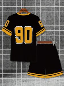 Logotipo personalizado 2025, novedad de verano, Conjunto de camiseta corta informal transpirable holgada con estampado 3D de patrón deslumbrante para hombre - Product Image 3