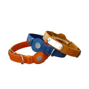 Custom Luxury Genuine Leather <strong>Cat</strong> <strong>Collar</strong> with Rivet Decoration Soft &amp; Durable AirTag Holder - Product Image 4