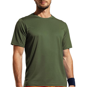 T-shirt d'été de couleur unie pour hommes en gros v/o cou sans couture à manches courtes respirant sport course t-shirts pour hommes - Product Image 1