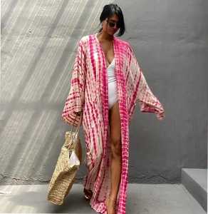 Tie Dye Été Vacances Long Kimono Boho Plage Kimono Robe À Manches Longues Avant Ouvert Vêtements Pour Femmes Kimono - Product Image 5