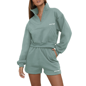 Ustom-Conjunto de chándal de dos piezas para mujer, chándal corto de talla grande, Olid - Product Image 1