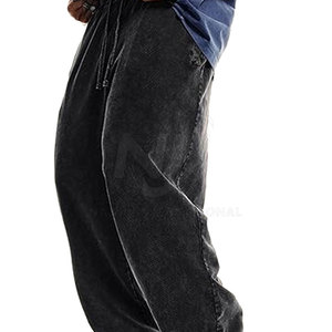 Pantalones de chándal lavado con ácido para hombre superventas diseño informal ligero con patrón recto MOQ bajo al por mayor - Product Image 4
